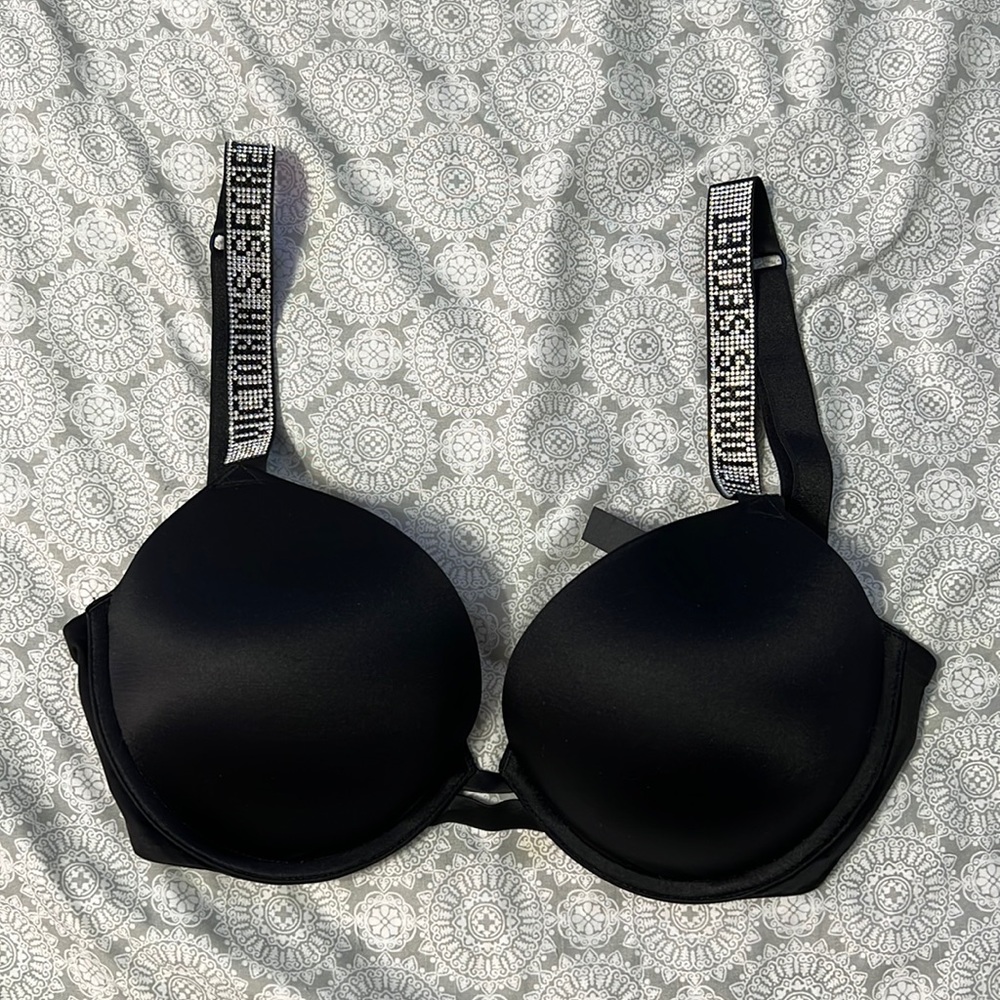 victoria secret, black sparkle bra, size 32DD